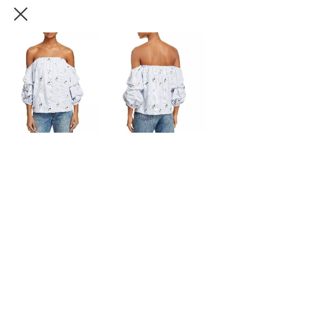 Lucy Paris Savannah Blue Printed bubble top blouse